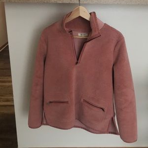 Madewell pink sherpa pop over sweatshirt